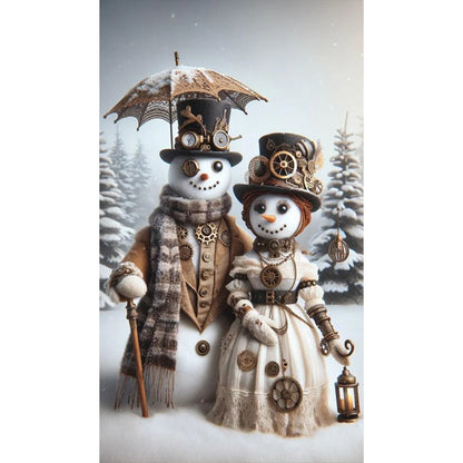 Snowman Couple - Full Round Drill Diamond Painting 40*70CM