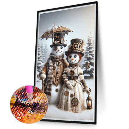 Snowman Couple - Full Round Drill Diamond Painting 40*70CM