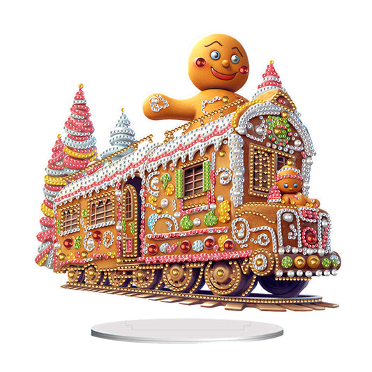 Acrylic Special Shape Christmas Train Diamond Painting Desktop Ornaments