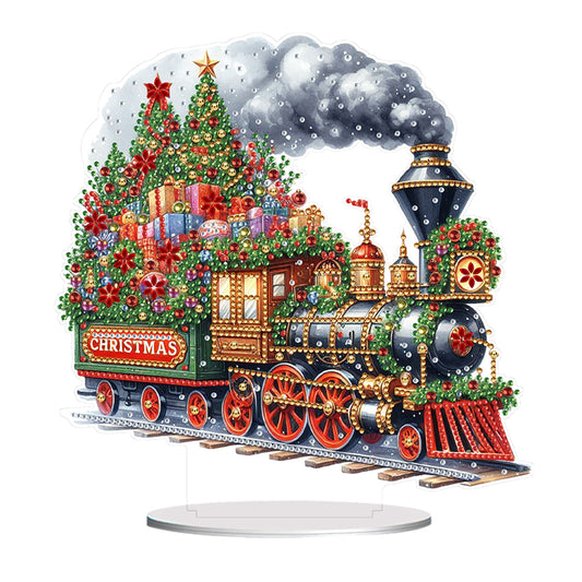 Acrylic Special Shape Christmas Train Diamond Painting Desktop Ornaments