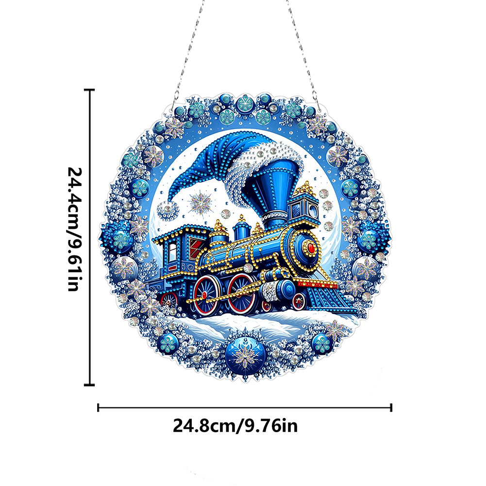 Christmas Train Diamond Painting Hanging Pendant for Garden Window Decor