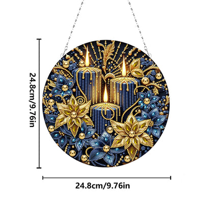 Christmas Candles Diamond Painting Hanging Pendant for Garden Window Decor