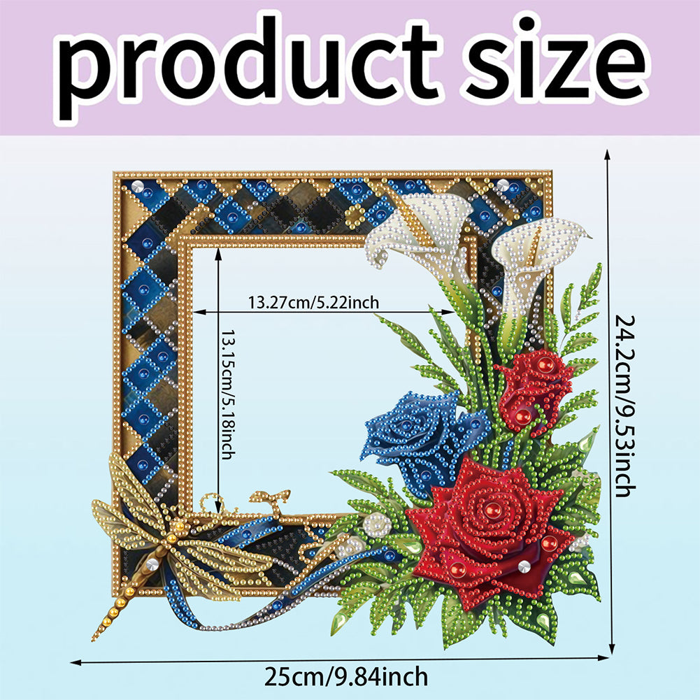 Acrylic Special Shape Rose Diamond Painting Picture Frame for Home Office Decor