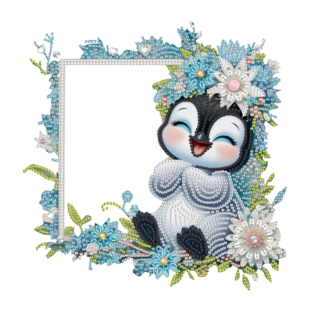 Acrylic Special Shape Flower and Penguin Diamond Painting Picture Frame