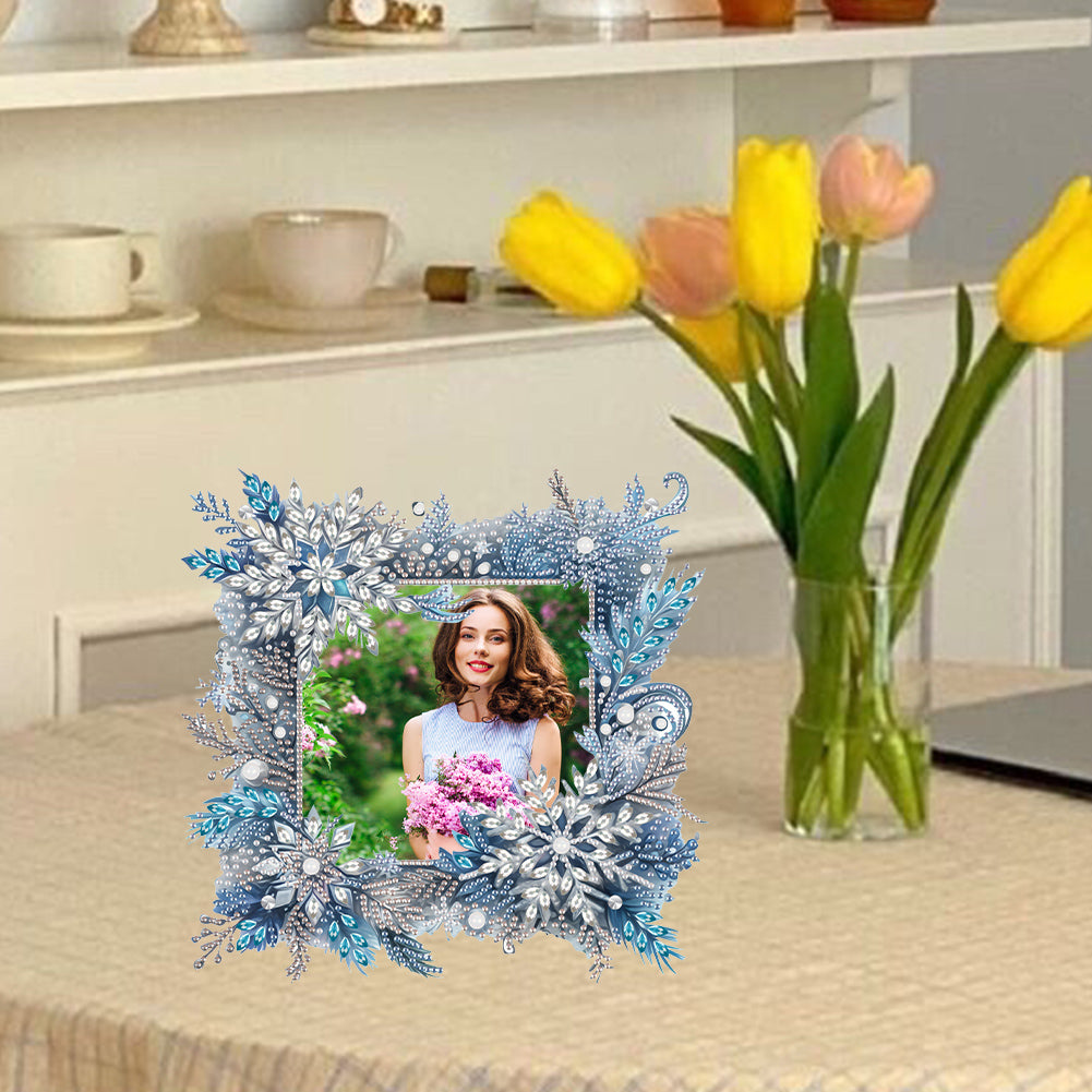 Acrylic Special Shape Snowflake Diamond Painting Picture Frame for Home Office