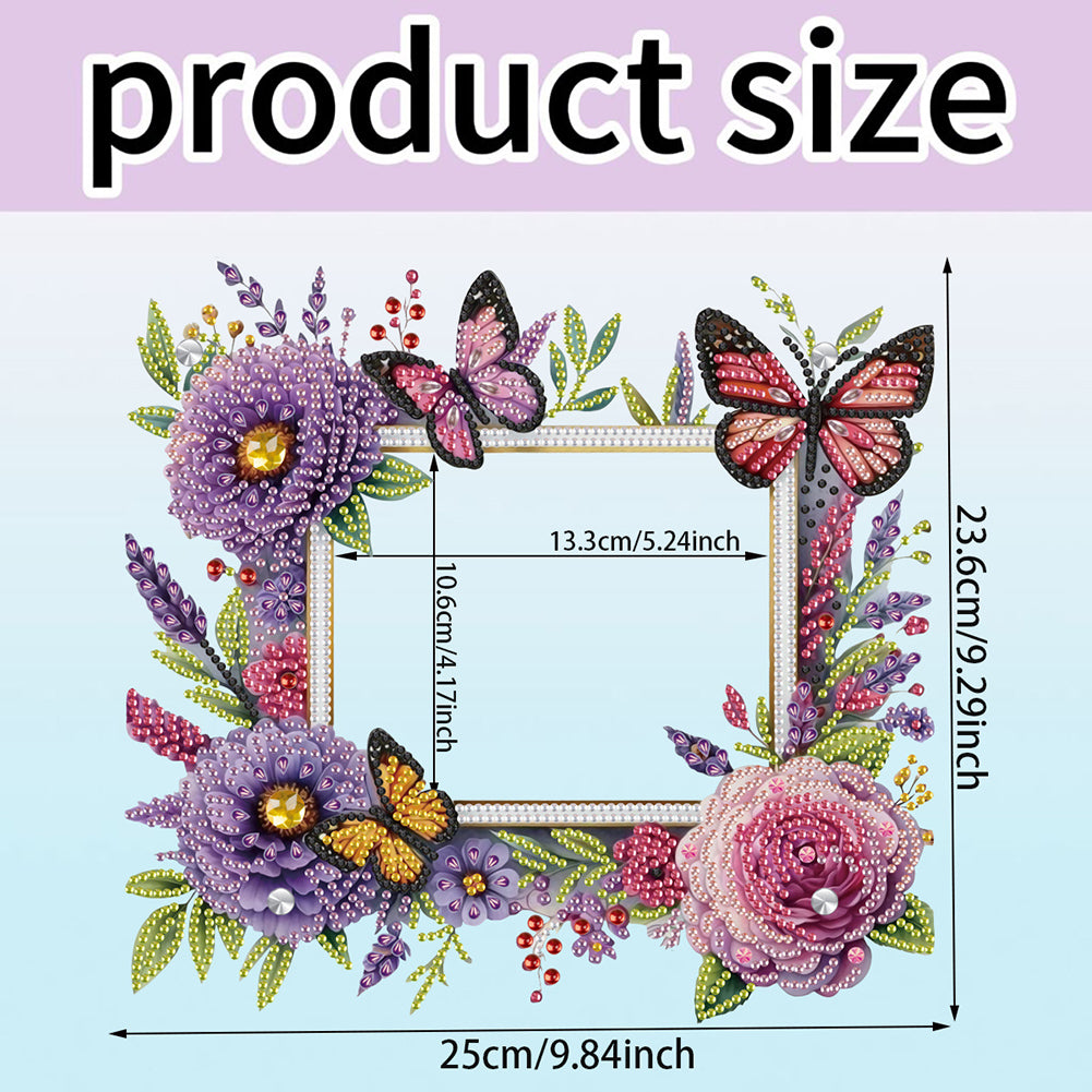 Acrylic Special Shape Butterfly and Flower Diamond Painting Picture Frame