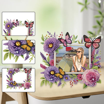 Acrylic Special Shape Butterfly and Flower Diamond Painting Picture Frame