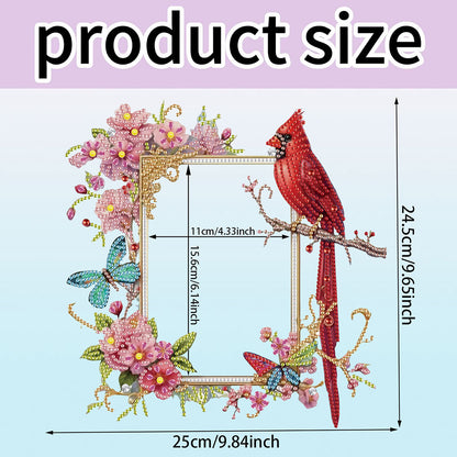 Acrylic Special Shape Cardinal and Flower Diamond Painting Picture Frame