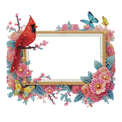 Acrylic Special Shape Cardinal and Flower Diamond Painting Picture Frame