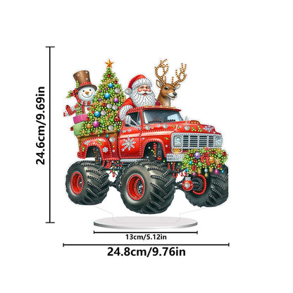 Acrylic Special Shape Christmas Tractor Diamond Painting Tabletop Ornaments Kit