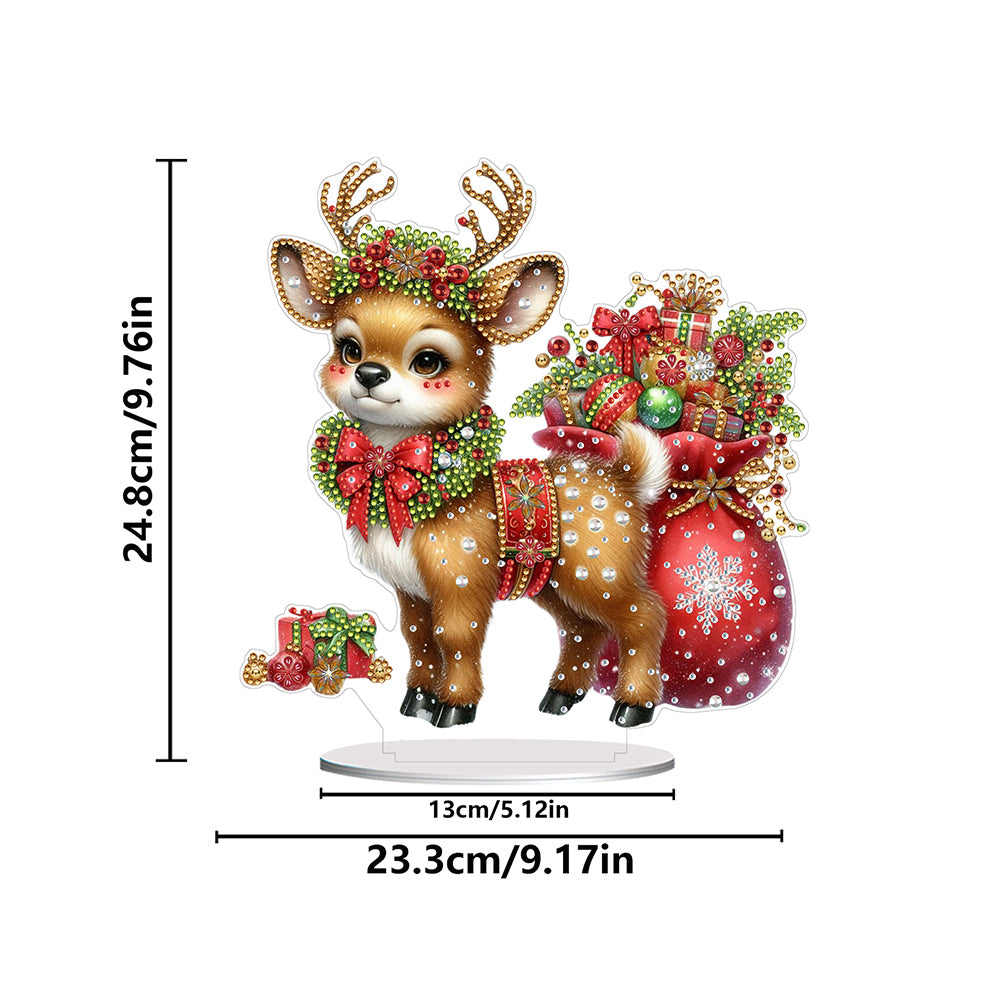 Acrylic Special Shape Christmas Elk Diamond Painting Tabletop Ornaments Kit