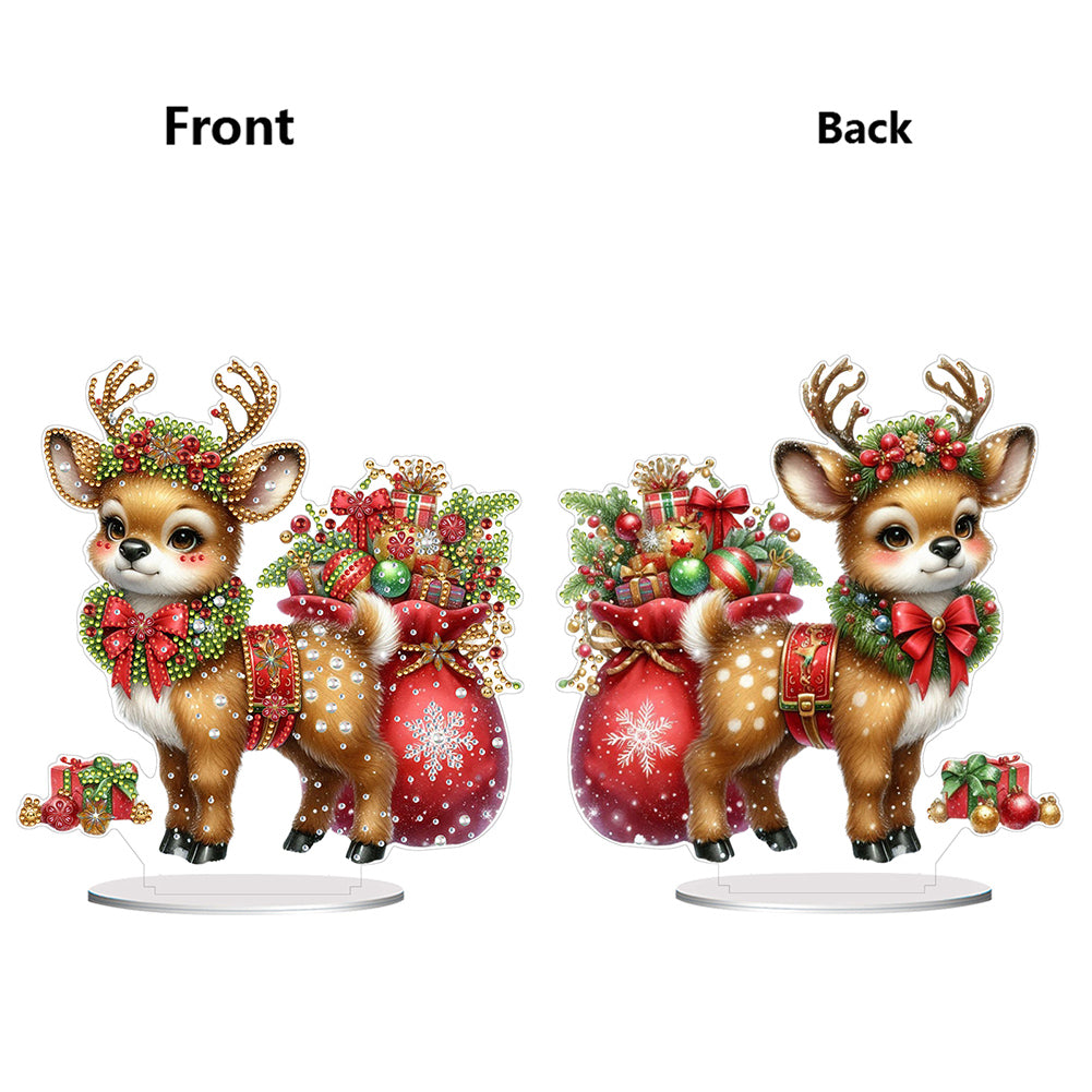 Acrylic Special Shape Christmas Elk Diamond Painting Tabletop Ornaments Kit