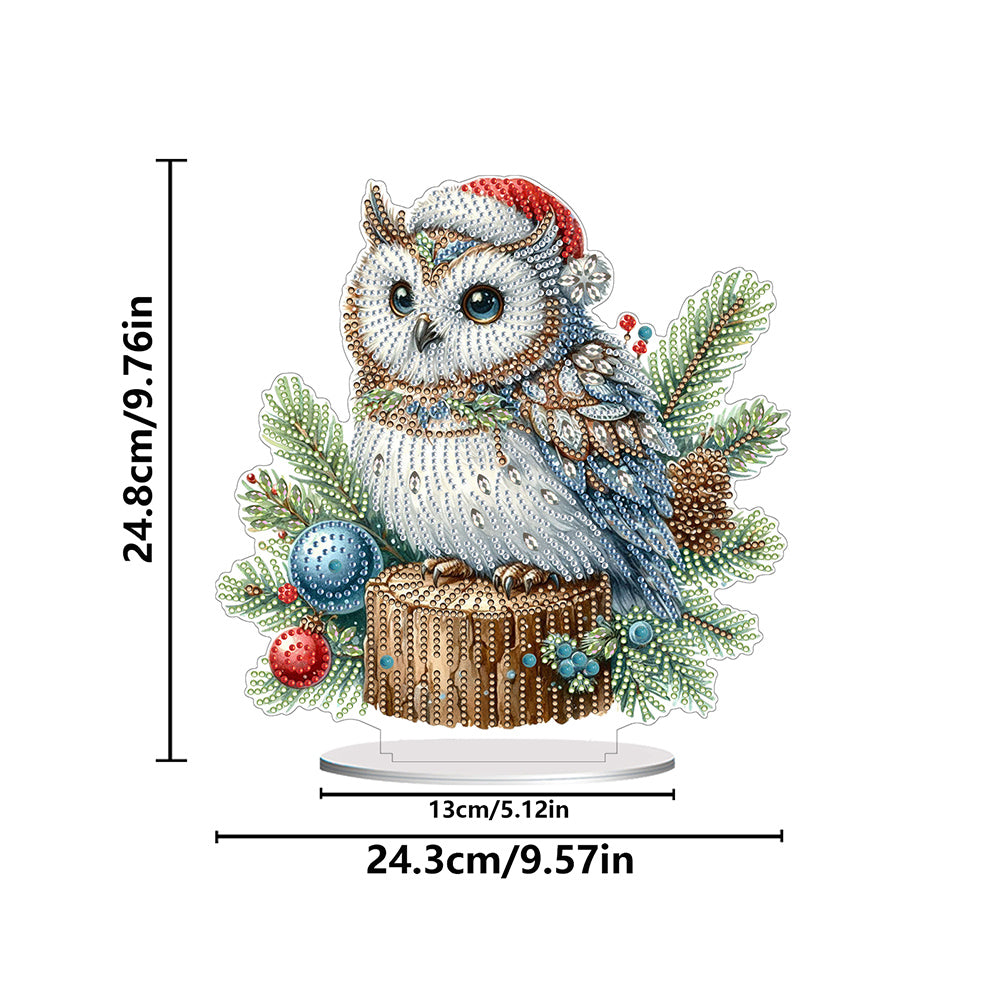 Acrylic Special Shape Christmas Owl Diamond Painting Tabletop Ornaments Kit