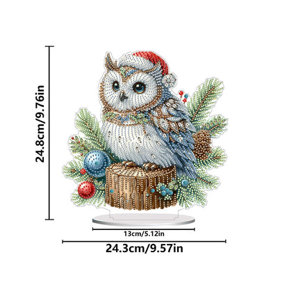 Acrylic Special Shape Christmas Owl Diamond Painting Tabletop Ornaments Kit