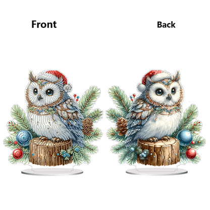 Acrylic Special Shape Christmas Owl Diamond Painting Tabletop Ornaments Kit