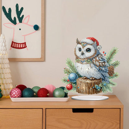 Acrylic Special Shape Christmas Owl Diamond Painting Tabletop Ornaments Kit