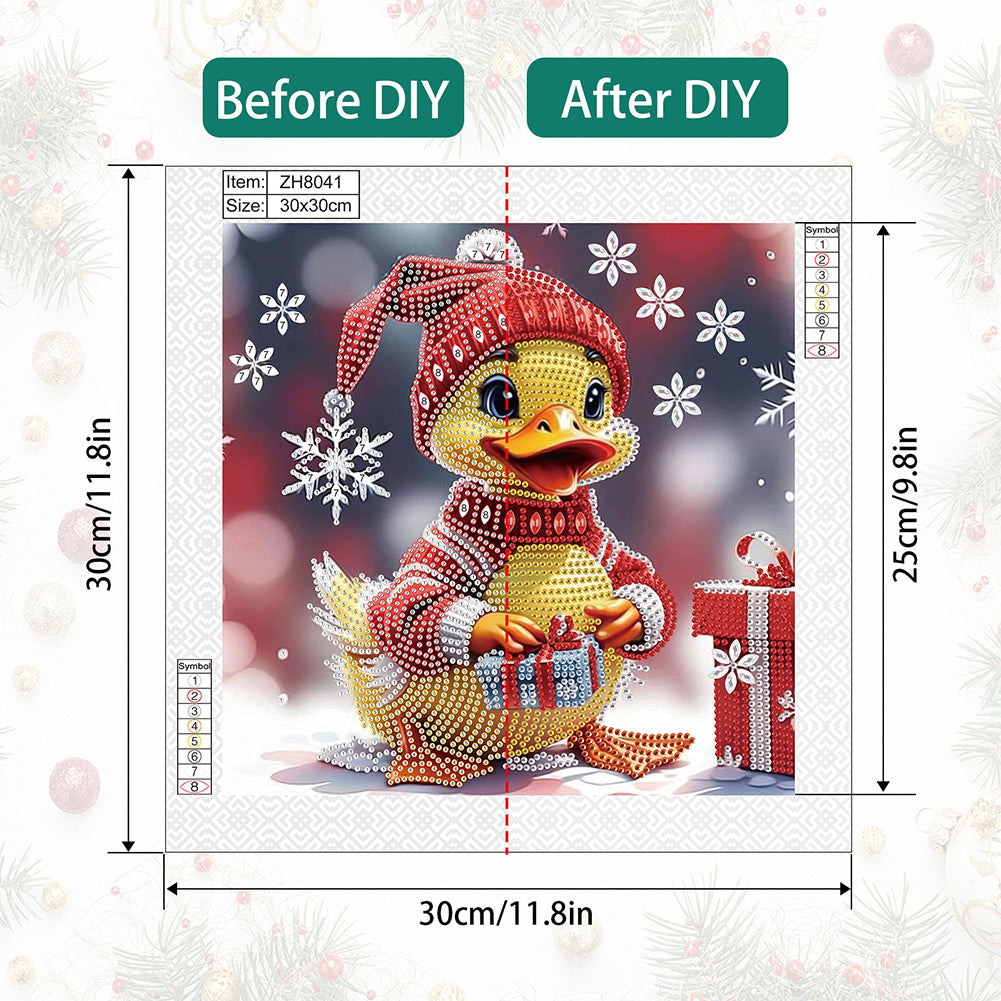 Christmas Duck - Partial Special-Shaped Drill Diamond Painting 30*30CM