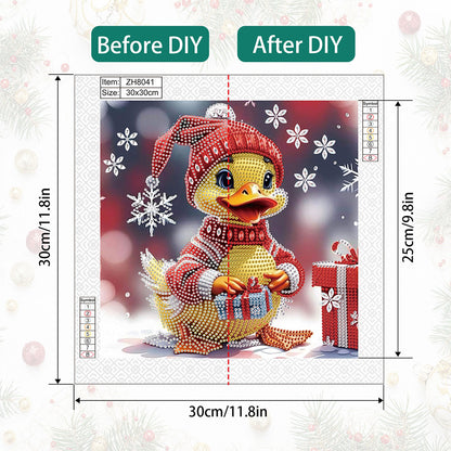 Christmas Duck - Partial Special-Shaped Drill Diamond Painting 30*30CM