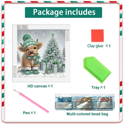 Christmas Yak - Partial Special-Shaped Drill Diamond Painting 30*30CM