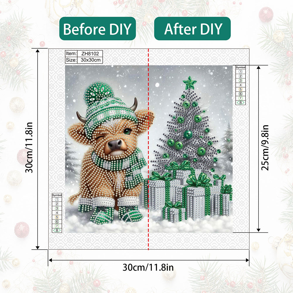 Christmas Yak - Partial Special-Shaped Drill Diamond Painting 30*30CM