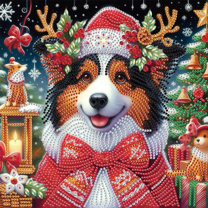 Christmas Puppy - Partial Special-Shaped Drill Diamond Painting 30*30CM