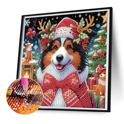 Christmas Puppy - Partial Special-Shaped Drill Diamond Painting 30*30CM