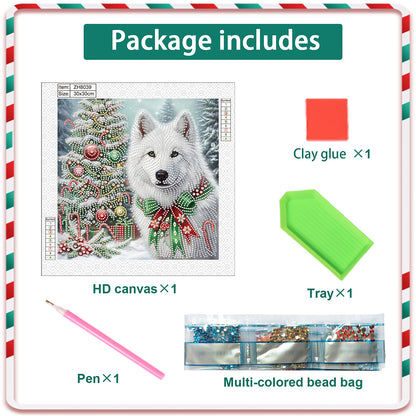 Christmas Arctic Wolf - Partial Special-Shaped Drill Diamond Painting 30*30CM