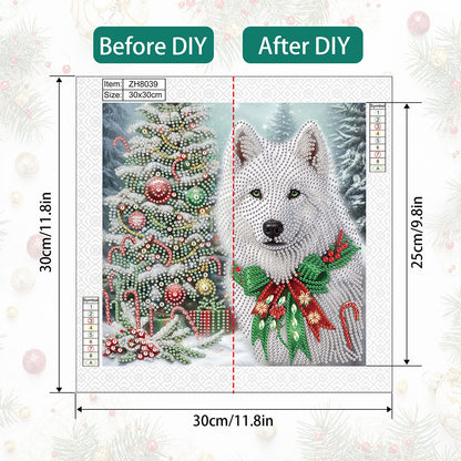 Christmas Arctic Wolf - Partial Special-Shaped Drill Diamond Painting 30*30CM