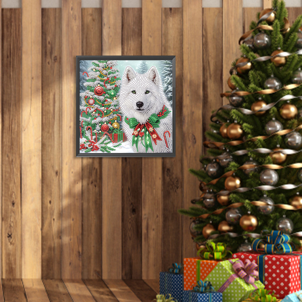 Christmas Arctic Wolf - Partial Special-Shaped Drill Diamond Painting 30*30CM