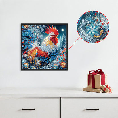 Christmas Rooster - Partial Special-Shaped Drill Diamond Painting 30*30CM