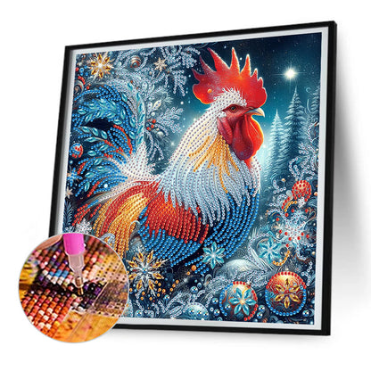 Christmas Rooster - Partial Special-Shaped Drill Diamond Painting 30*30CM