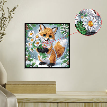 Winter Fox - Partial Special-Shaped Drill Diamond Painting 30*30CM