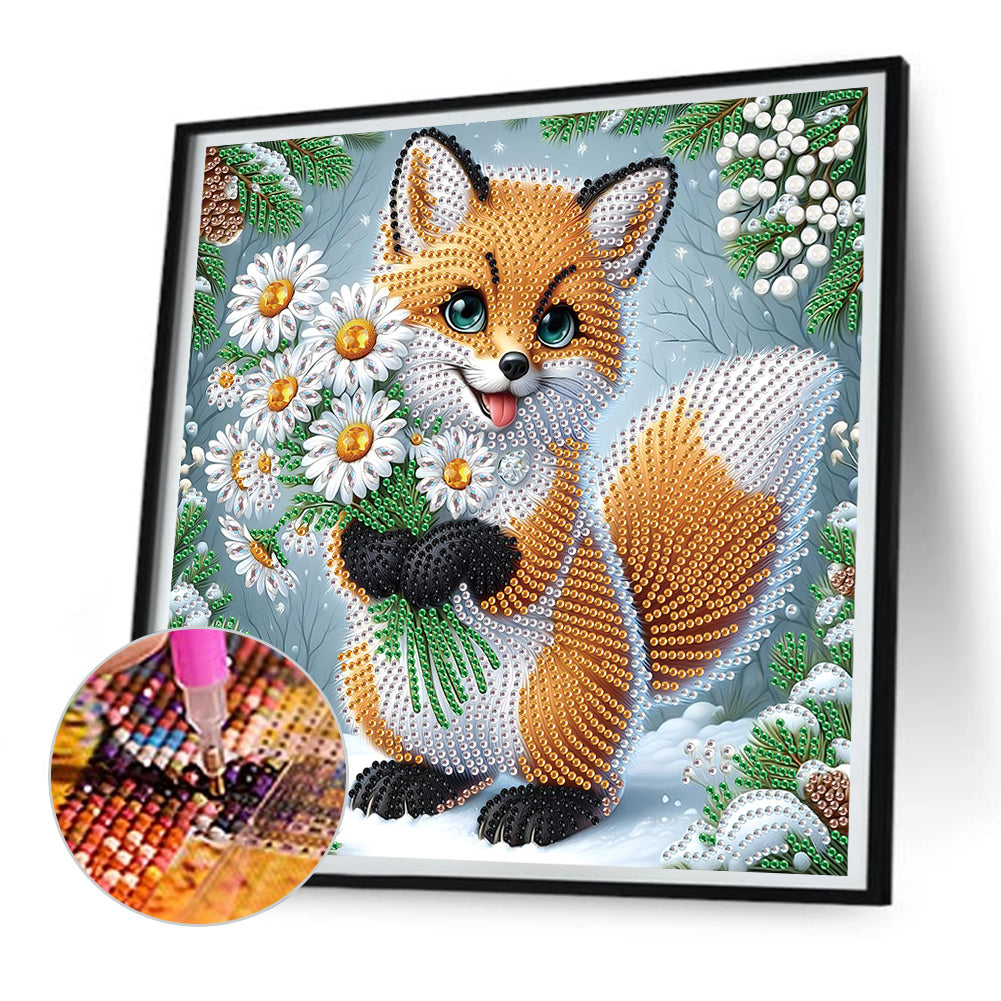 Winter Fox - Partial Special-Shaped Drill Diamond Painting 30*30CM