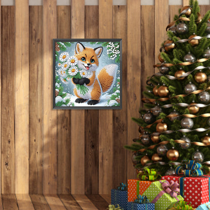 Winter Fox - Partial Special-Shaped Drill Diamond Painting 30*30CM