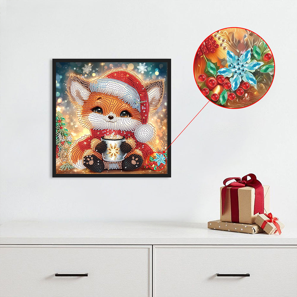 Christmas Fox - Partial Special-Shaped Drill Diamond Painting 30*30CM