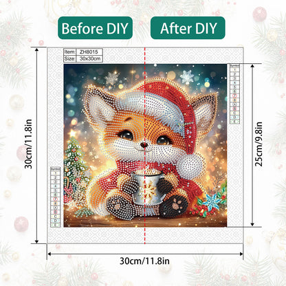 Christmas Fox - Partial Special-Shaped Drill Diamond Painting 30*30CM