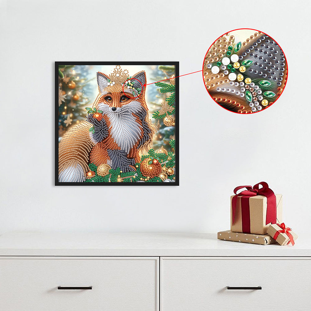 Christmas Fox - Partial Special-Shaped Drill Diamond Painting 30*30CM