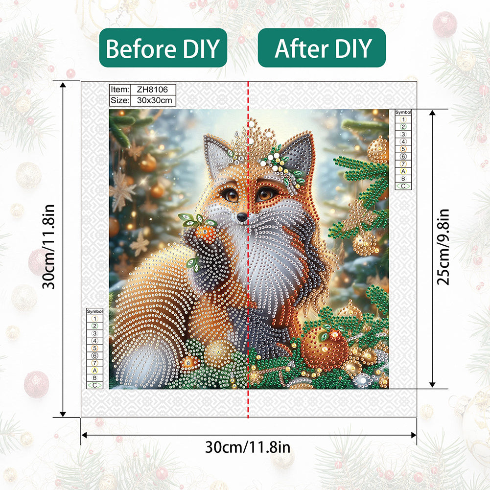 Christmas Fox - Partial Special-Shaped Drill Diamond Painting 30*30CM