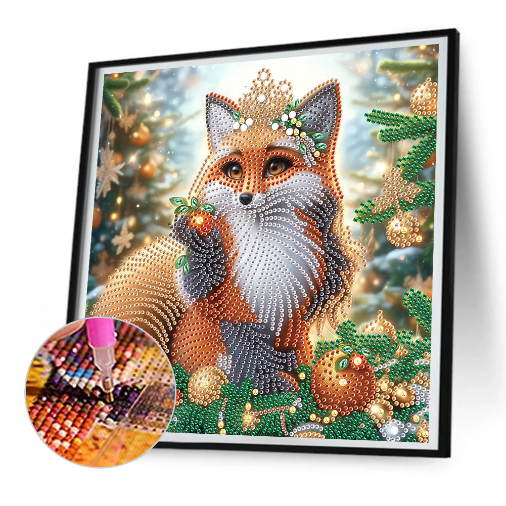 Christmas Fox - Partial Special-Shaped Drill Diamond Painting 30*30CM