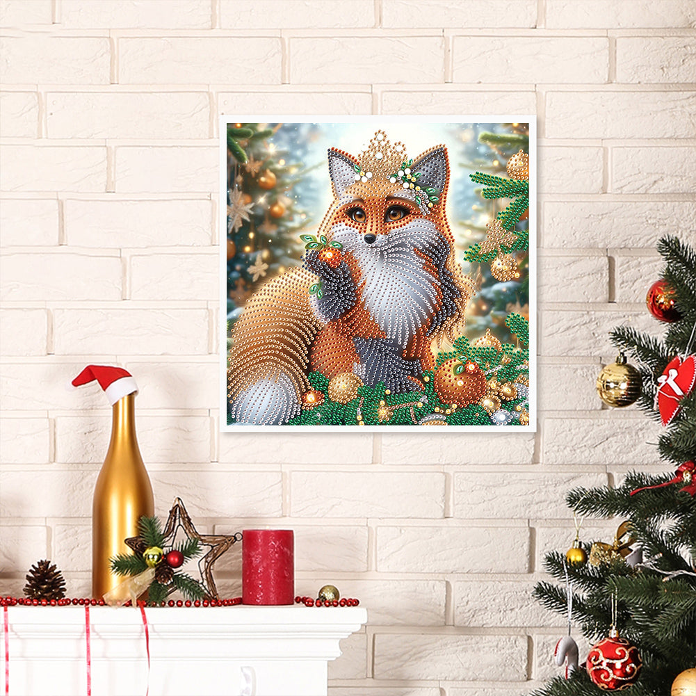 Christmas Fox - Partial Special-Shaped Drill Diamond Painting 30*30CM