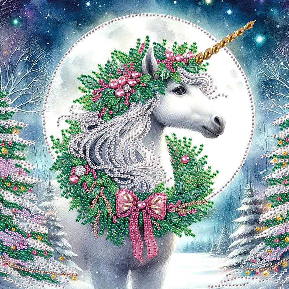 Christmas Unicorn - Partial Special-Shaped Drill Diamond Painting 30*30CM