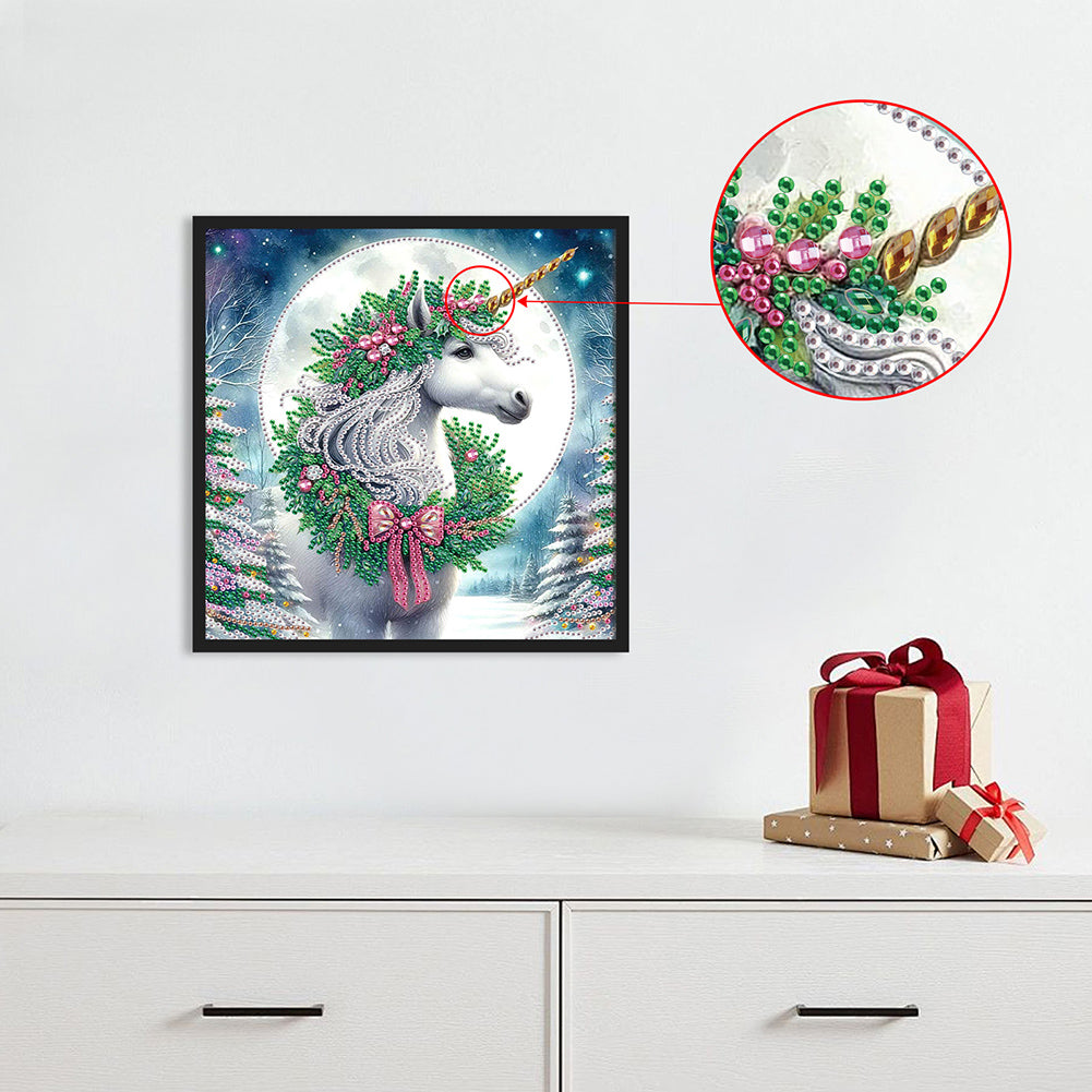 Christmas Unicorn - Partial Special-Shaped Drill Diamond Painting 30*30CM