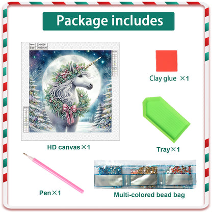 Christmas Unicorn - Partial Special-Shaped Drill Diamond Painting 30*30CM