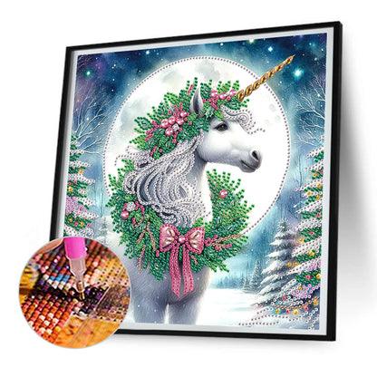 Christmas Unicorn - Partial Special-Shaped Drill Diamond Painting 30*30CM