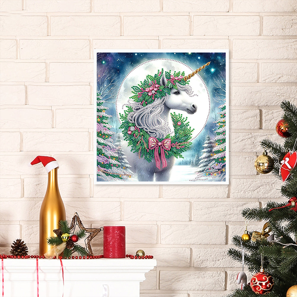 Christmas Unicorn - Partial Special-Shaped Drill Diamond Painting 30*30CM