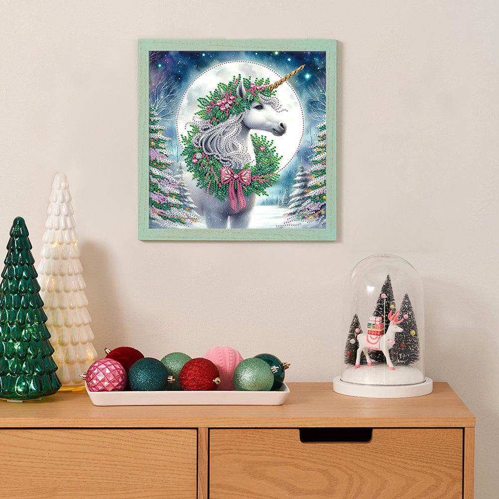 Christmas Unicorn - Partial Special-Shaped Drill Diamond Painting 30*30CM