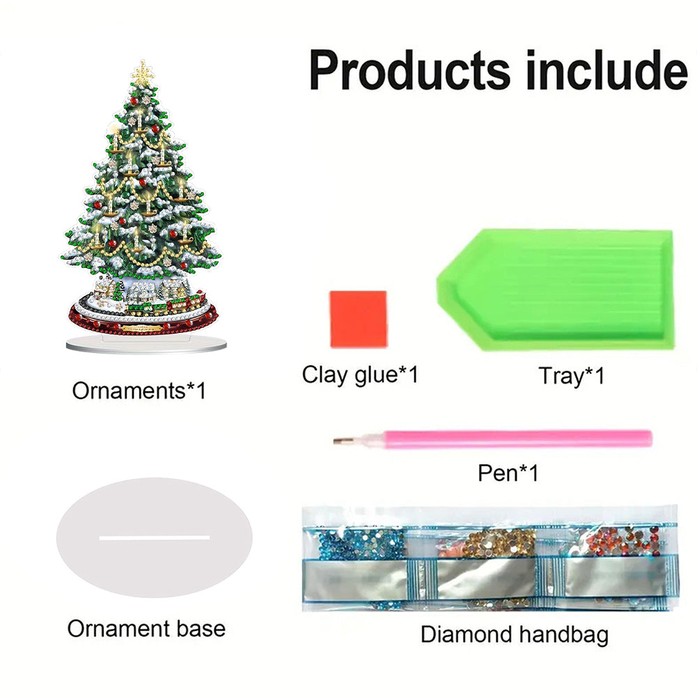 Christmas Tree Table Top Diamond Painting Ornament Kits 5D DIY Diamond Art Decor