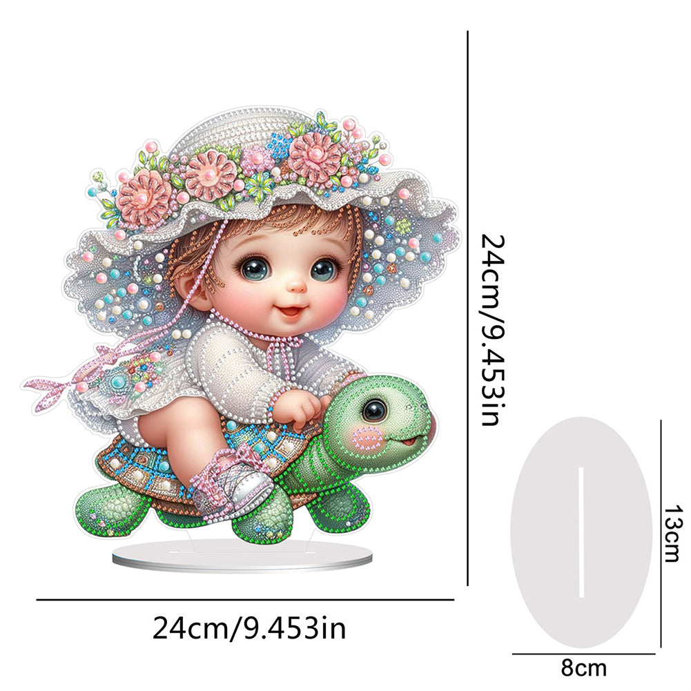 Turtle Girl 5D DIY Diamond Painting Tabletop Decorations Bedroom Table Decor