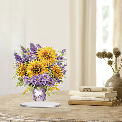 Flower Bouquet Table Top Diamond Painting Ornament Kits Home Decor (Sunflower)