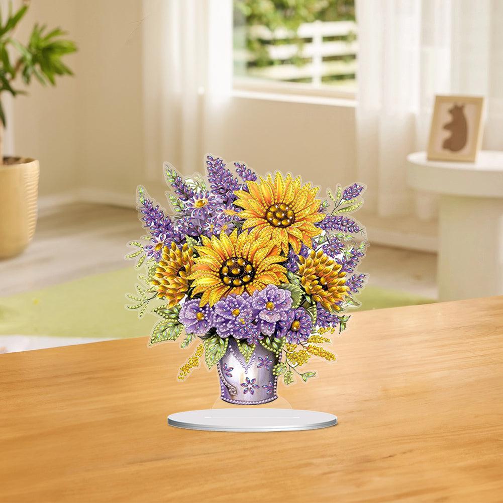 Flower Bouquet Table Top Diamond Painting Ornament Kits Home Decor (Sunflower)